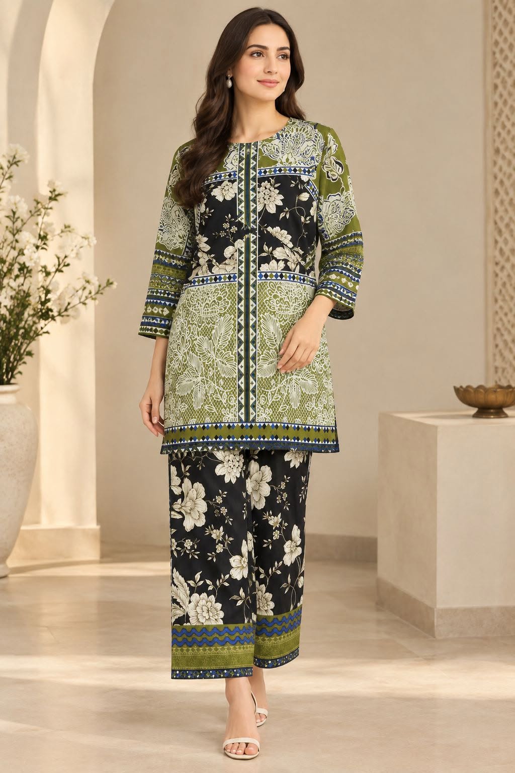Floral Printed 2-Piece Khadar Suite-Ready To Wear