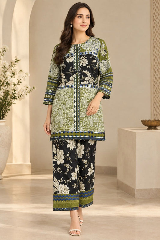 Floral Printed 2-Piece Khadar Suite-Ready To Wear